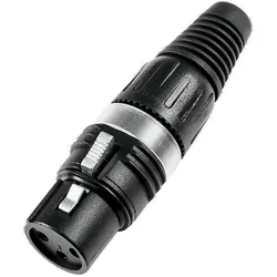 HICON XLR, 3-pol , Kappe: Kunststoff-, Löttechnik-Kabelbuchse, versilberte(r) Kontakt(e), gerade, schwarz