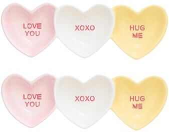 10 Strawberry Street Candy Hearts 3-Section Candy Tray, Set of 2