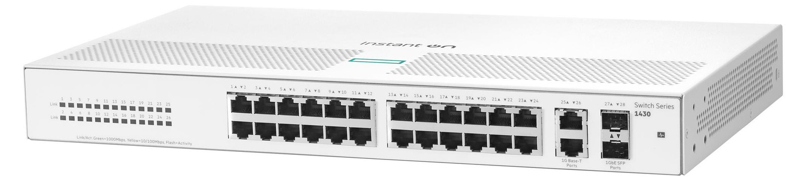 HPE Aruba Networking Instant On Switch 26p Gigabit 2p SFP 1430 Onbeheerde L2 Switch