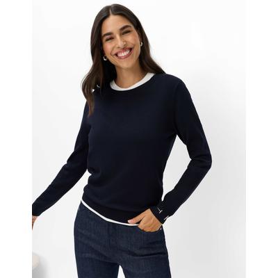 Strickpullover BRAX "Style LENI", Damen, Gr. 34, schwarz (navy), Strick, 72% Viskose, 28% Polyamid, Rundhals, Pullover Strickpullover, Strickpullover im Viskosemix