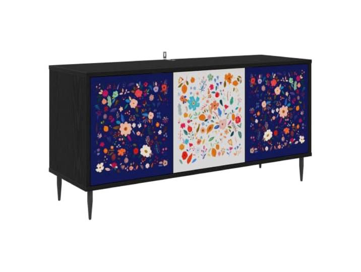 Foknhdi TV-Schrank 102x33x51 cm Lowboard Schwarz Eichen-Optik Stilvoller Fernsehtisch mit 3 Türen und 11 cm Beinen für optimalen Luftstrom. Ideal fürs Wohnzimmer und Schlafzimmer.
