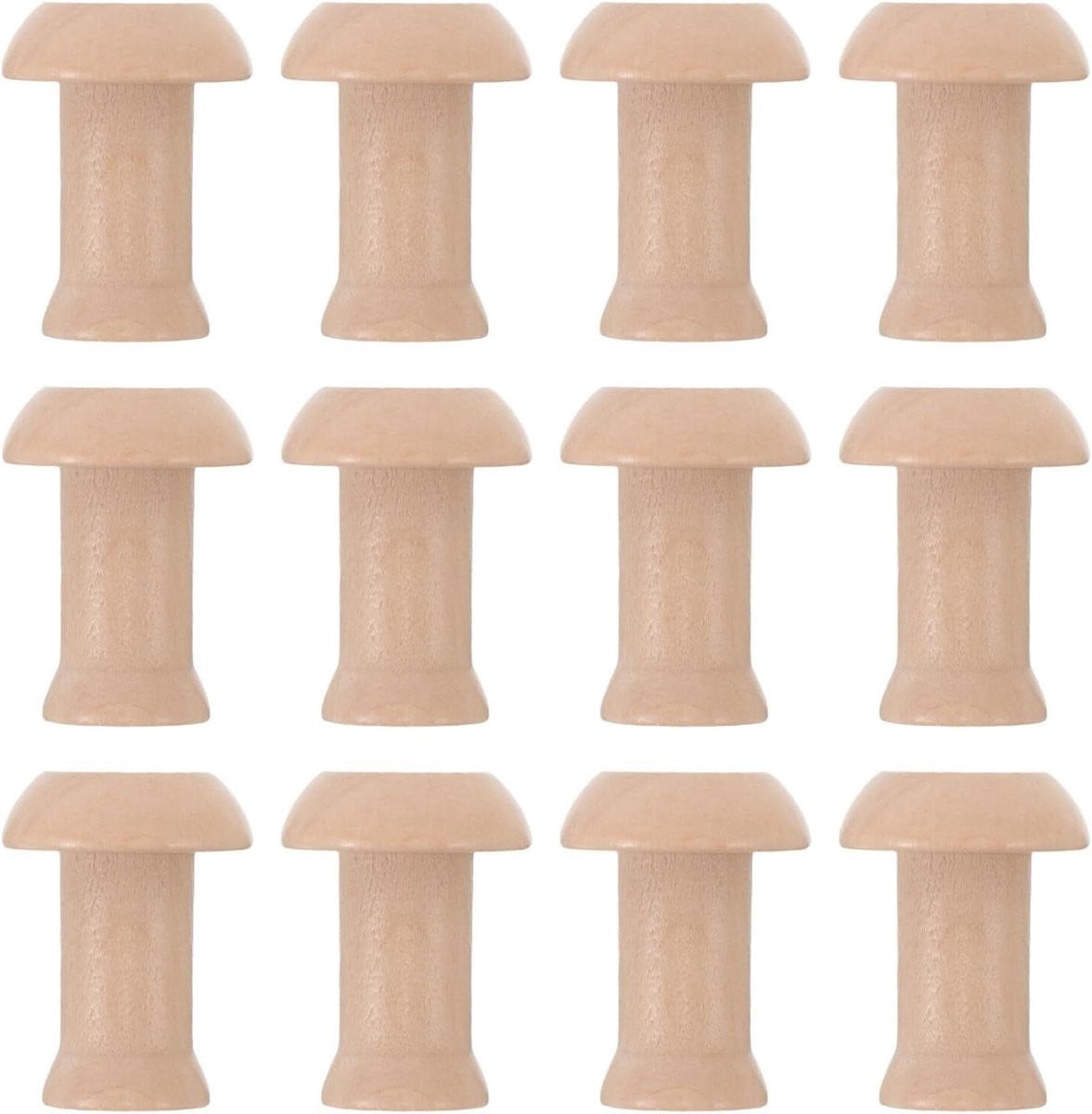 Set van 12 beige houten wandhaken met rustiek design