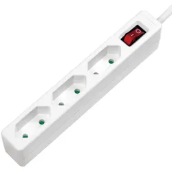 LogiLink Steckdosenleiste 3-fach mit Schalter, 3x Eurobuchse, 1,5m, Weiß