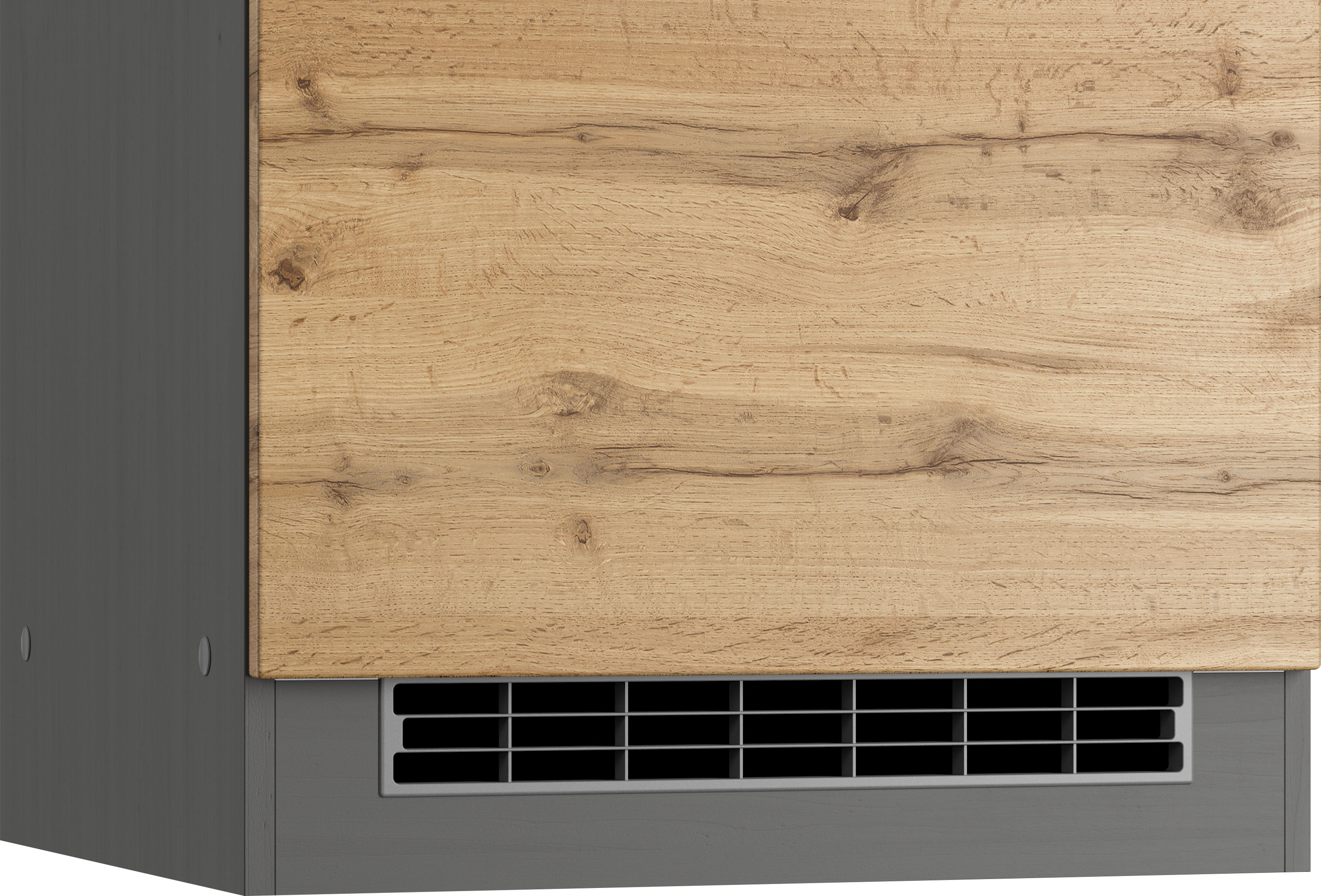 Kühlumbauschrank KOCHSTATION "KS-Riesa", braun (wotaneiche), B:60cm H:200cm T:60cm, Holzwerkstoff, Schränke, Kühlumbauschrank, Breite 60 cm, MDF-Fronten