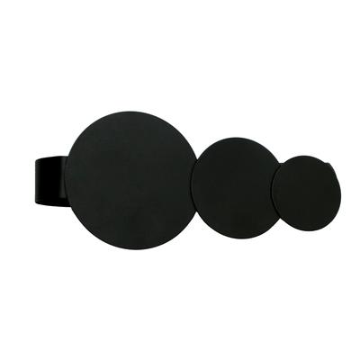 Raffspange GARDINIA "Kreise", schwarz (schwarz, matt), B:14,5cm H:6,5cm L:6,5cm, Metall, Raffhalter, zum Dekorieren und Raffen