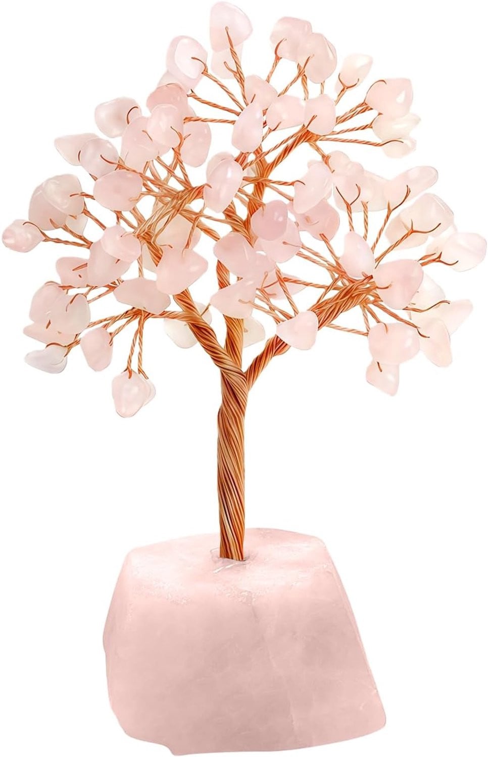 Handgemaakte Rozenkwarts Levensboom - Roze Edelsteen Decoratie voor op Tafel