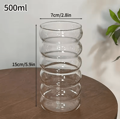 Inspire Picks INS Style Transparent Glass Coffee Mug Heat Resistant Ripple Tumbler For Cocktails And Beverages 1 To 2 PCS s12 500ml