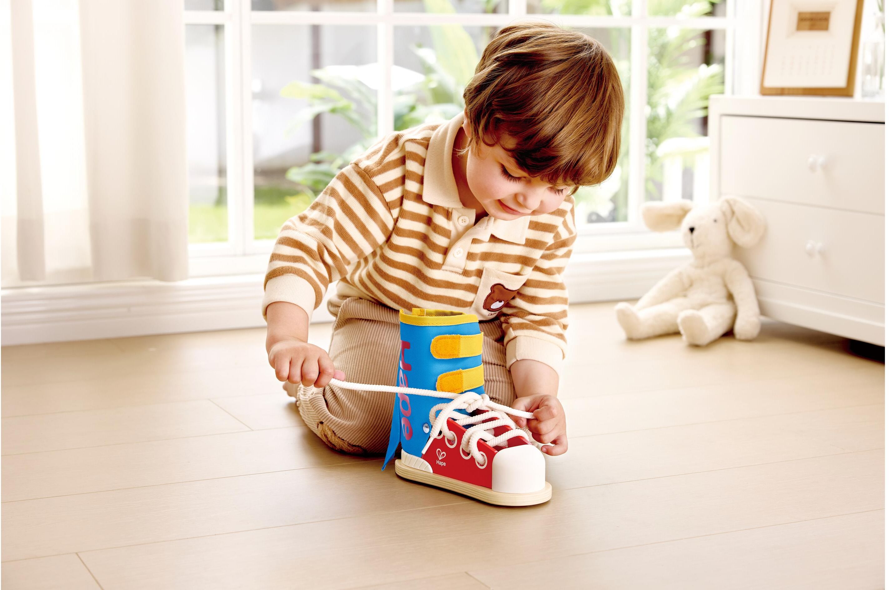Lernspielzeug HAPE "Lacing Shoes", Kinder, bunt, Holz, Kunststoff, Lernspielzeug Lernspielzeug bunt Einheitsgröße