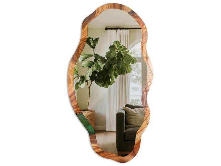 SPIEGEL 90x45 cm asymmetrisch mit Druck - Mineralmuster