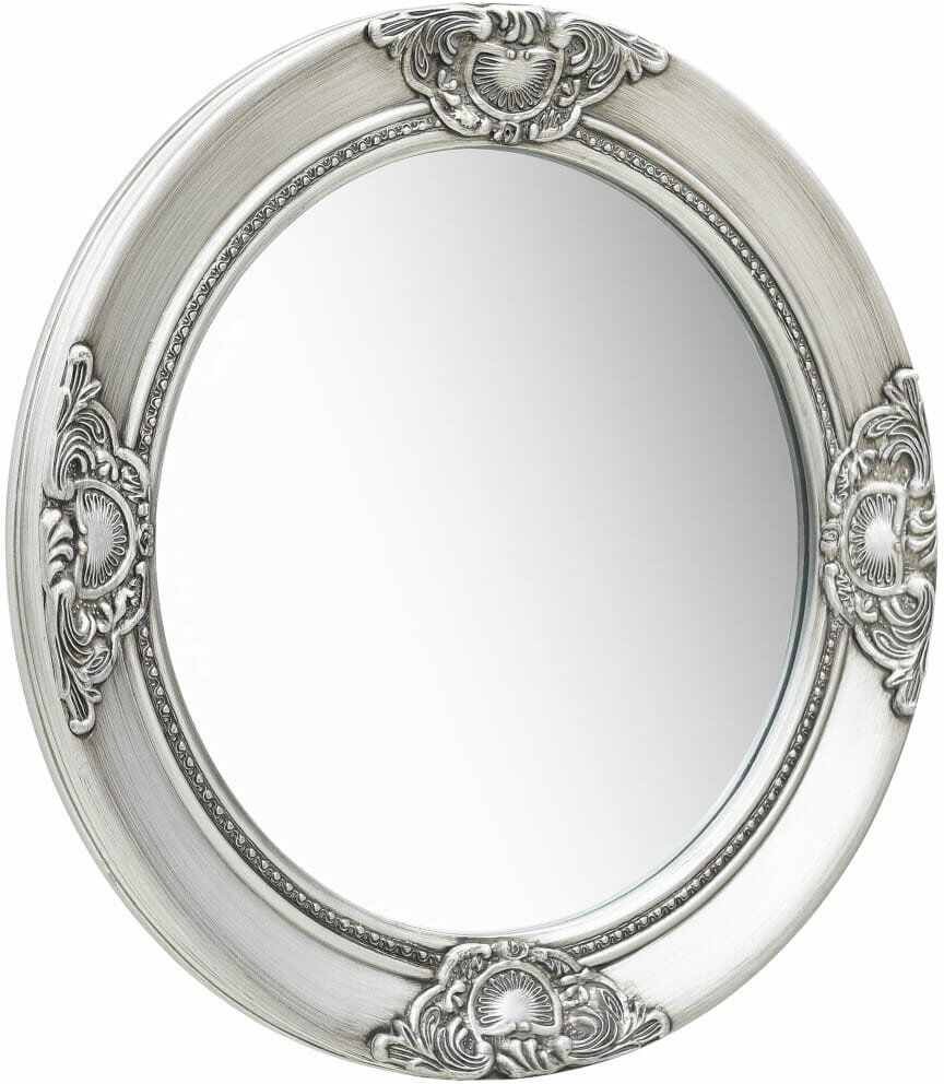 Astoria Grand Gioia Wood Round Wall Mirror Silver 50cm H X 50cm W