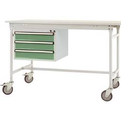 Manuflex ZB4632.6011 Gehäuse-Unterbau mobil, Nutzhöhe 3 Schubfächer mm mit resedagrün RAL 6011. Für Tischtiefe 800 mm