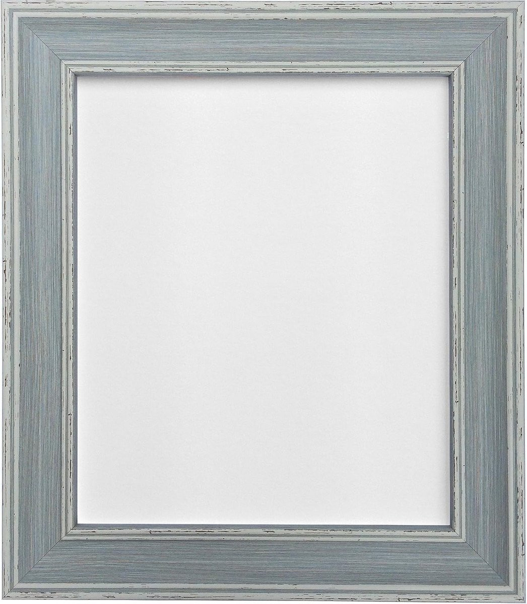 Blauwe Fotolijst in Scandi Stijl met Distressed Afwerking, A4 Formaat