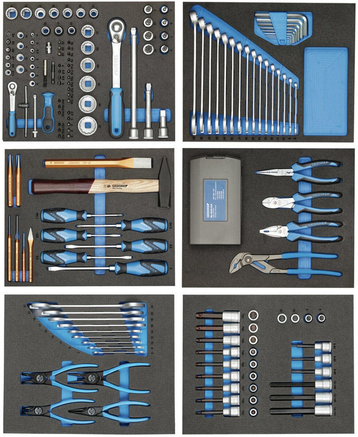 Gedore TS-190 Werkzeugsortiment in Check-Tool-Modulen, 190-teilig (2956527)