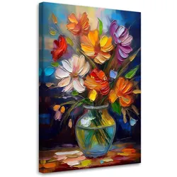 WANDBILD blumenstrauß in einer bunten vase