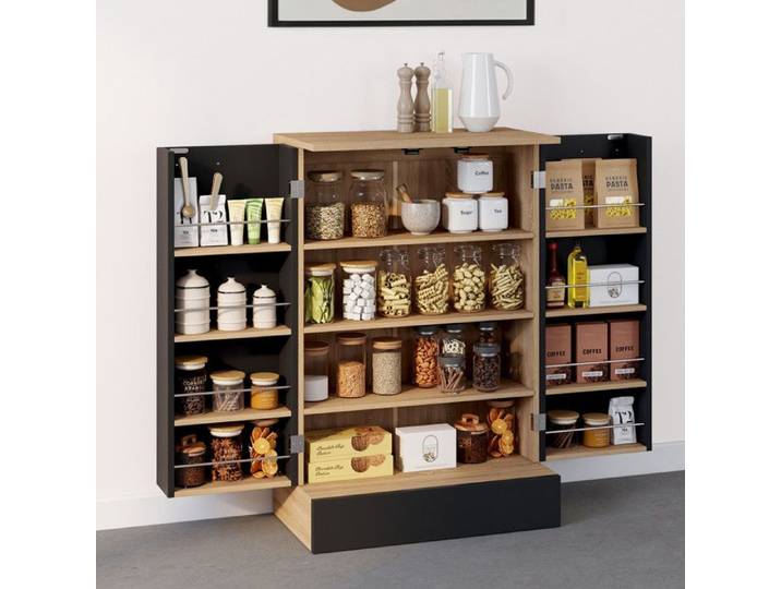 ID MARKET buffet 2 portes 90 cm Moderne bois et noir