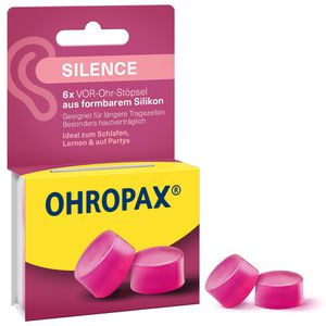 OHROPAX Ohrstöpsel Silence, SNR 23 dB, zum Schlafen, Reisen und Schwimmen, 3 Paar