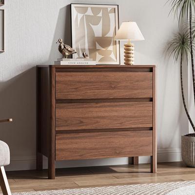 FURNIWAY Modern Wood Dresser with Hidden Handles, Tall Chest of Drawers for Bedroom and Living Room