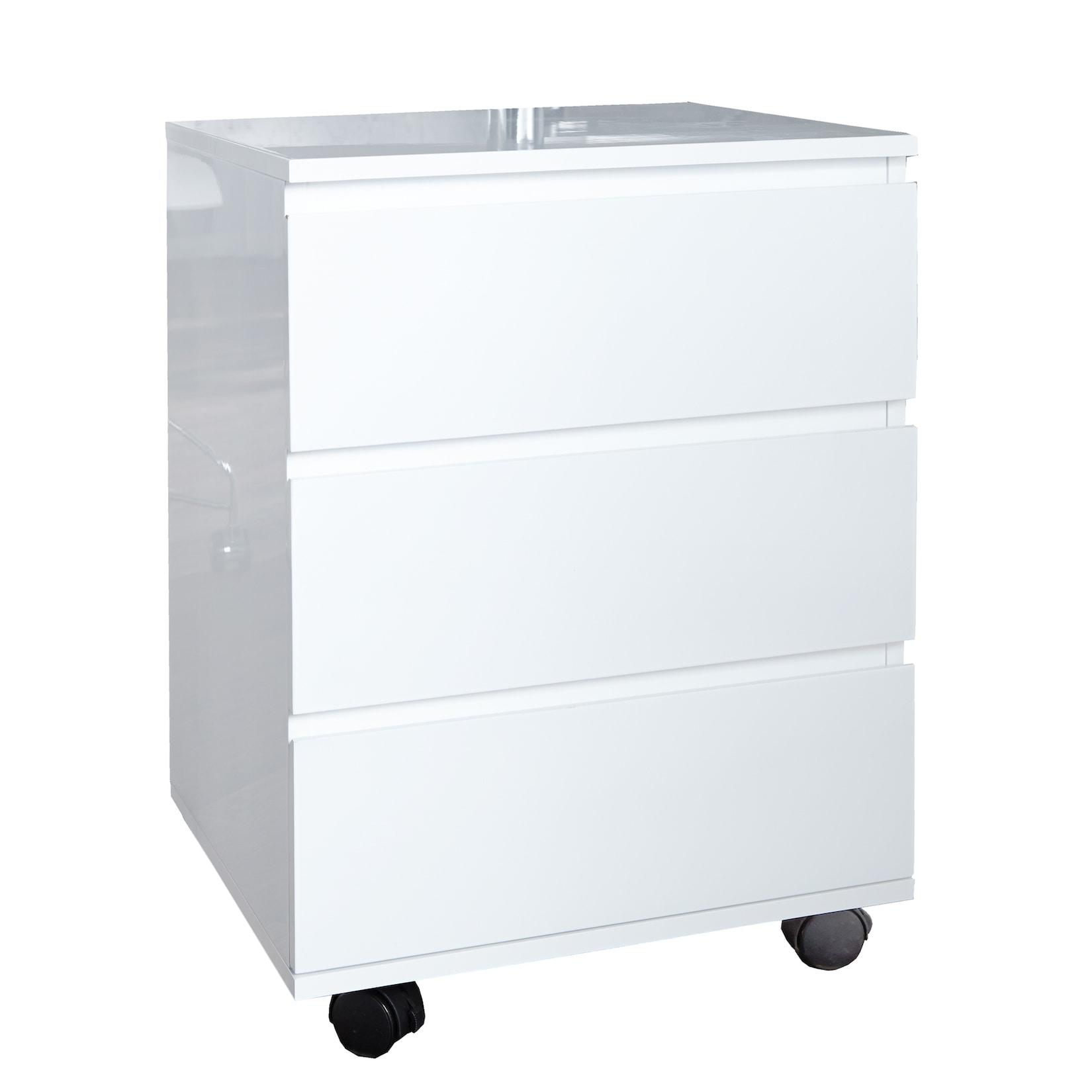 riess-ambiente Rollcontainer BIG DEAL - 45cm weiß Hochglanz 3 Schubladen modern