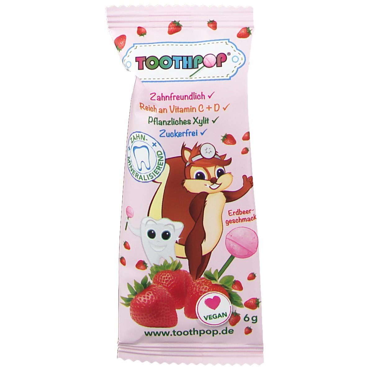 Toothpop Zahnpflege-Lolli Erdbeergeschmack 1 St Bonbons