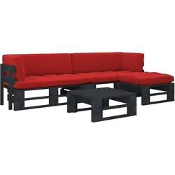 vidaXL 4-tlg. Paletten-Lounge-Set Schwarz Imprägniertes Kiefernholz
