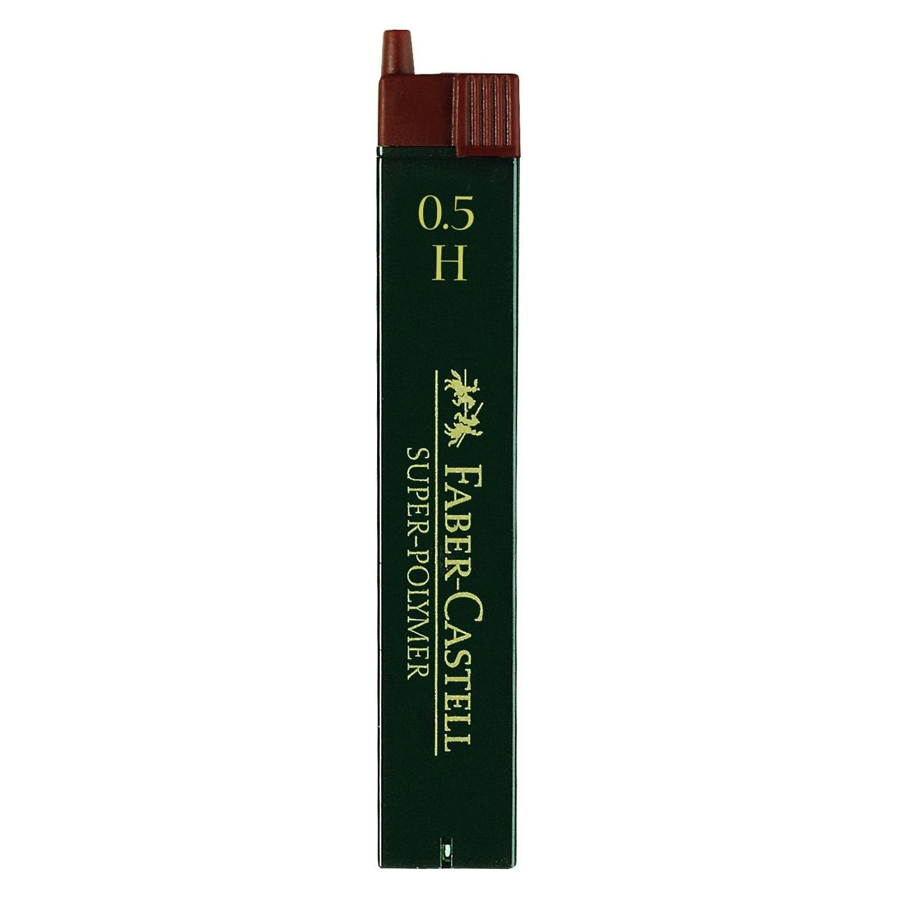 Faber-Castell 12 SUPER-POLYMER Bleistiftminen H 0,5 mm (12 Stk., 0.50 mm, H) (120511)