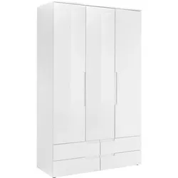 Schlafkontor, Kleiderschrank, Spice Kleiderschrank Holzwerkstoff Melaminbeschichtet Weiss hochglanz (126 x 57 x 208 cm)