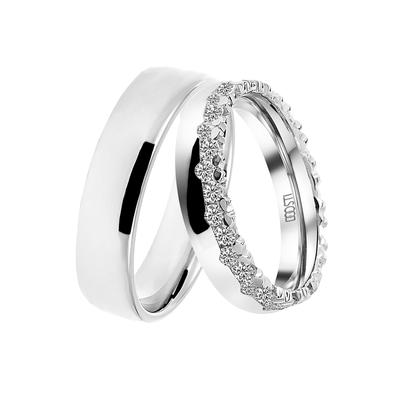Trauring DOOSTI "Schmuck Geschenk Silber 925 Trauring Ehering Partnerring LIEBE" Gr. 50, silber (silberfarben), Fingerringe, Damen, 50,mit Zirkonia, Silber 925 (Sterlingsilber), 5mm, Trauring, wahlweise mit oder ohne Zirkonia