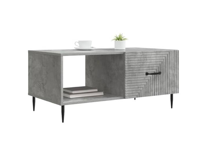 KTHLBRH Couchtisch Grau Beton 90 x 50 x 40 cm Holztechnik, Industriestil, 2 Fächer, Scharniertüren, einfache Reinigung