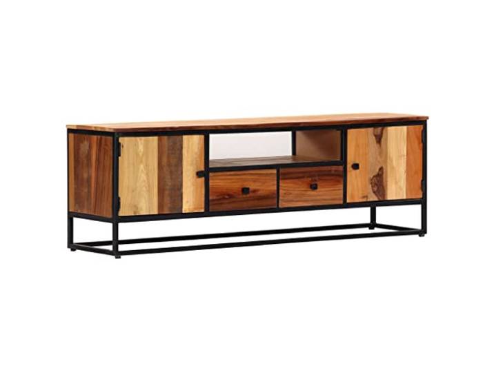 GHVBNMF TV-Schrank Massivholz Lowboard 120x30x40 cm Vintage Altholz Rustikales TV-Möbel mit Türen und Schubladen für Wohnzimmer. Pulverbeschichteter Stahlrahmen garantiert hohen Halt.