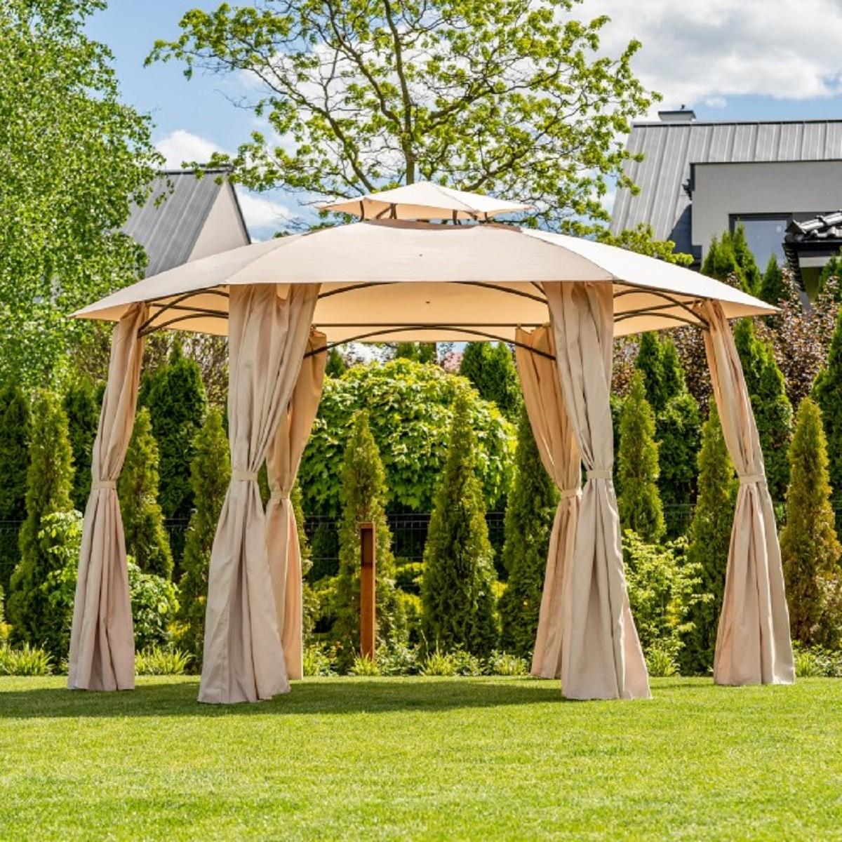 Casa Padrino Luxus Pavillon Beige 360 x H. 270 cm - Garten & Terrassen Möbel