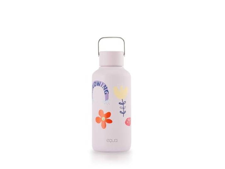 EQUA Timeless Edelstahlflasche - Ultraleicht, BPA-frei - 100% auslaufsicher, Silikonboden - Zeitloses, stylisches Design - 600 ml oder 1000 ml (Flwr Pwr, klein)
