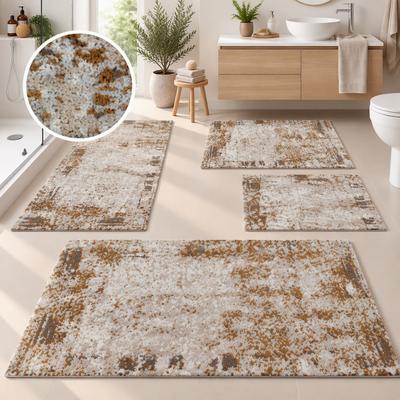 Badematte OTTO HOME "Hamsa, Badvorleger, Badezimmer Teppich, Duschvorleger", braun, H:15mm, Polyester, Badematten, Badematte, Badteppich, im Vintage-Look, Hoch-Tief-Effekt