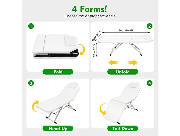 Table de Massage pliante à 3 sections avec oreiller, lit de beauté Portable réglable pour tatouage Spa, lit pliant de Massage