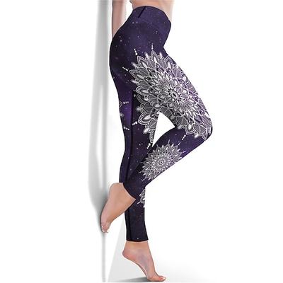 Damen Cropped Leggings Workout Tights High Waist Tummy Control Butt Lift Schwarz Violett Blau Yoga Fitness Fitnessstudio Workout Sport Activewear Hohe Elastizität Athletisch Athleisure