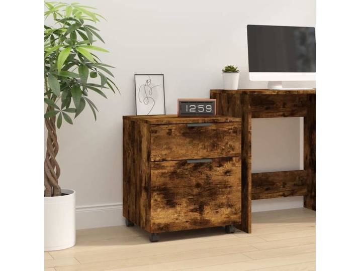 Classeur mobile avec roues Chêne fumé 45x38x54 cm Bois 817135