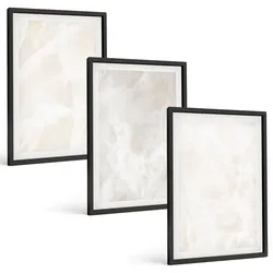 BILDER SET 3er Set - 40x60 cm Schwarzer Rahmen - Die Struktur von elegantem Marmor