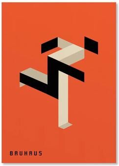 Uplift Picks Abstract Bauhaus Wall Art Orange Geometric Canvas Poster Decor 24 50x70 Cm no Frame