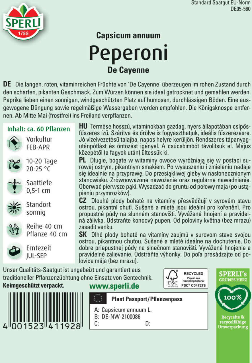 Sperli Peperoni De Cayenne