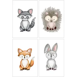 Bilder-Set FOREST ANIMALS (LBH 20x0,20x30 cm) - bunt - LBH 20x0,20x30 cm
