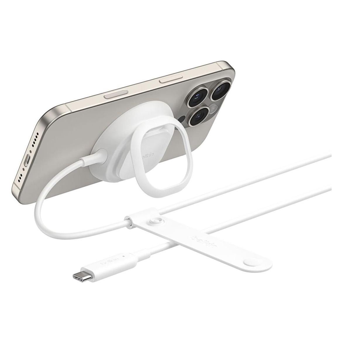 Belkin UltraCharge Ladepad Qi2 25W mit Standfuss weiss WIA013hqWH (25 W) (WIA013HQWH)