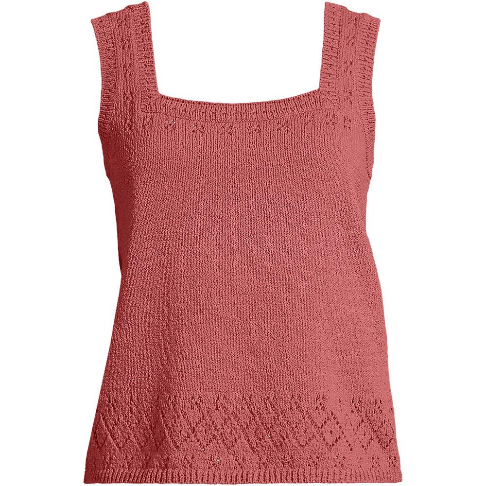 Feinstrick-Top mit Ajourdetails für Damen, Damen, size: regular, Rot, Baumwoll-Mischung/Polyester-Mischung, by Lands' End