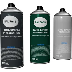 Zaun Lack für Doppelstabmatten - 400 ml Spray - Feuerverzinkt / Moosgrün / Anthrazit - Rostschutz für Schnitt- und Stoßstellen bei Doppelstabzäunen