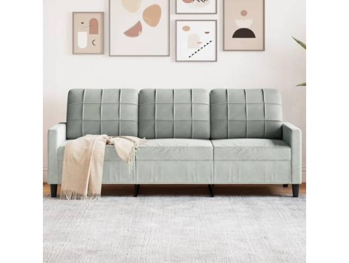 HEFZGDB 3-Sitzer-Sofa Hellgrau 180 cm Samt Stoffbezug Metallgestell Komfort Sitzmöbel Wohnzimmer Einrichtungsgegenstand