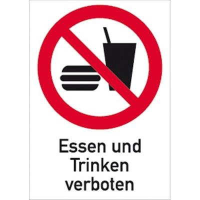 Aufkleber Essen und Trinken verboten ISO 7010, Kombischild, Folie, 210x297 mm