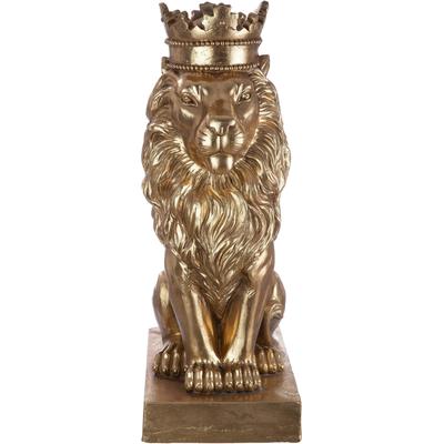 Dekofigur CASABLANCA BY GILDE "Skulptur Löwe, gold", gold (goldfarben), B:25cm H:70cm T:37cm, Magnesia, Dekofiguren, goldfarben
