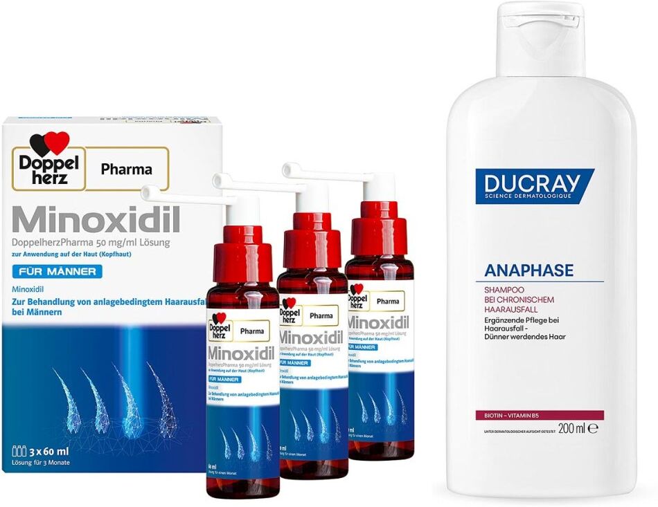 Minoxidil Doppelherz Männer Lösung (3x60ml) + Anaphase Shampoo 1Set