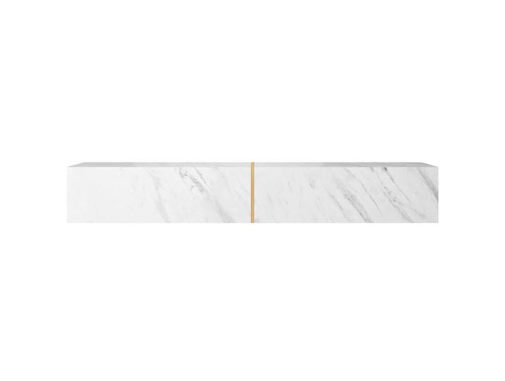 Selsey Tv-Lowboard Bisira Weiße Marmoroptik / Gold 200/30/32 cm, Holzwerkstoff, Rechteckig, 200x30x31.6 cm, Wohnzimmer, TV Möbel, Lowboards, Lowboards stehend