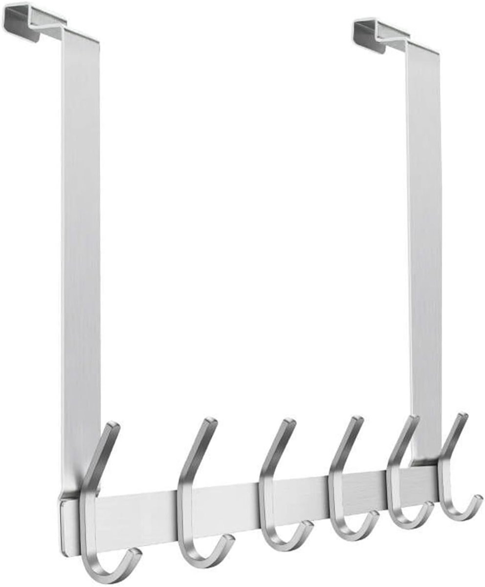 Deurhaak Deurgarderobe met 6 Haken - Zilver - Zonder Boren