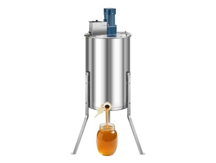 VEVOR Extracteur de Miel Électrique à 3 Cadres Centrifugeuse Séparateur Miel Acier INOX avec Couvercle Transparent\, 140 W\, Hauteur Réglable\, Équipement d'Extraction de Nid d'Abeilles pour Apiculture