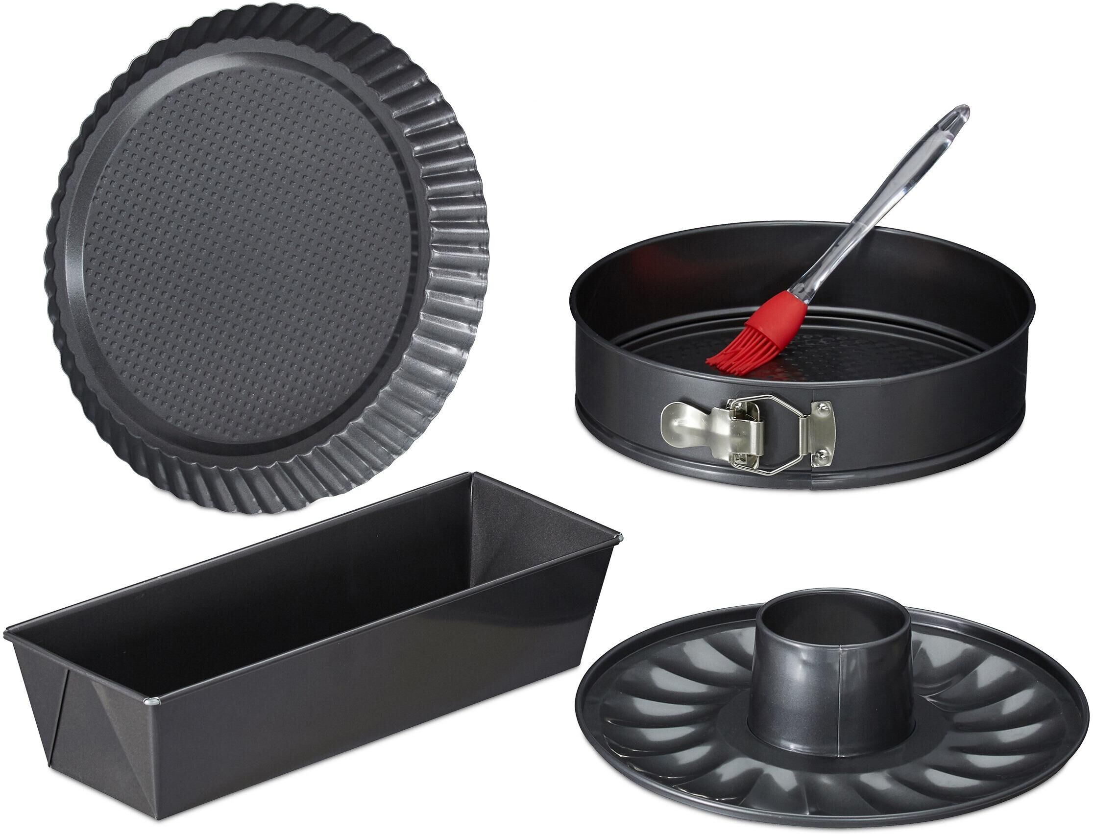 Backform RELAXDAYS "5-teilig", grau (anthrazit), Stahl, Küchenformen, Backform anthrazit Einheitsgröße